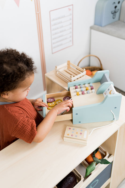 Spielkasse aus Holz für Kinder